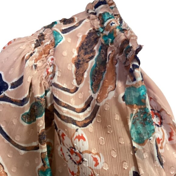 JOIE Polka Dot Tie-Neck Floral & Swiss Dot Blouse Sz S #69P - Picture 7 of 11